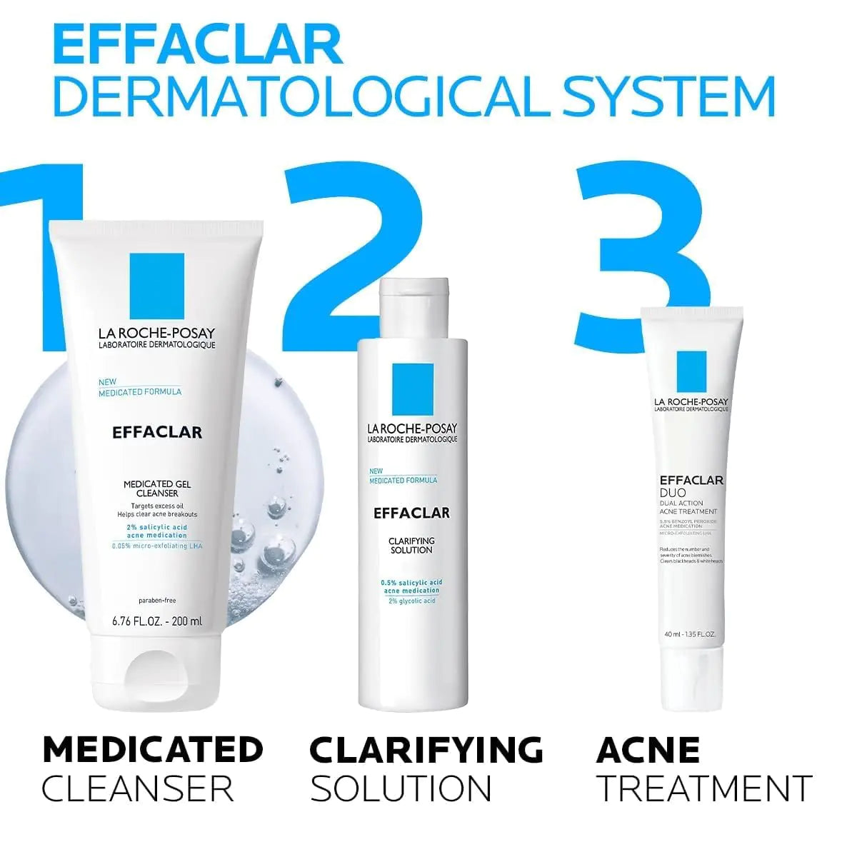 La Roche-Posay Effaclar Medicated Gel Cleanser, 2% Salicylic Acid Cleanser + LHA + Glycerin, Foaming Acne Face Wash - moist beauty