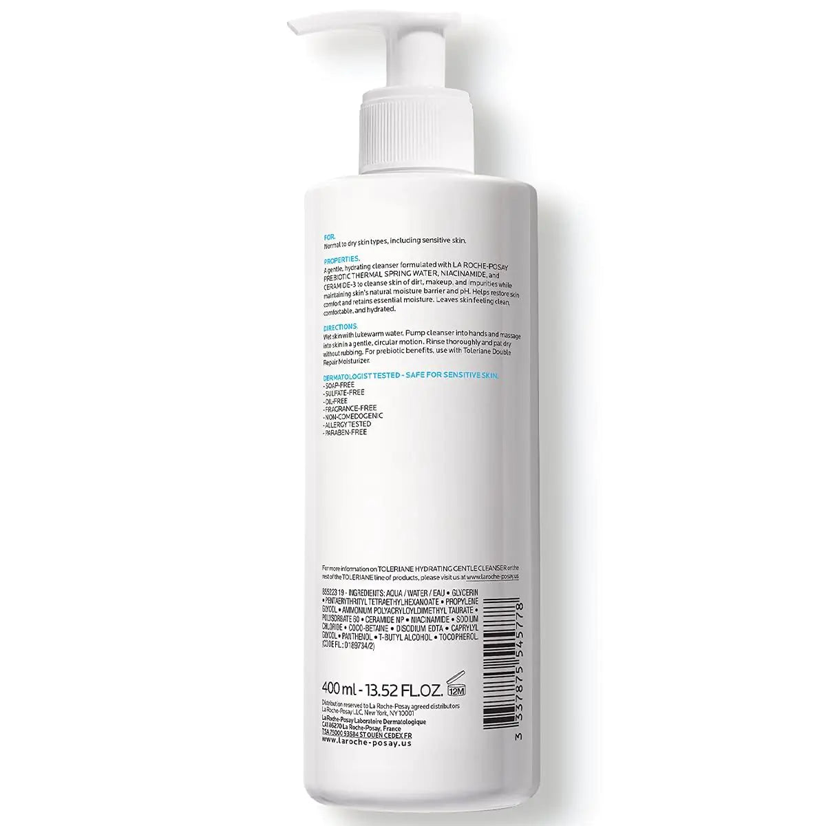 La Roche-Posay Toleriane Hydrating Gentle Face Cleanser | Hydrating Facial Cleanser With Niacinamide + Ceramides - moist beauty