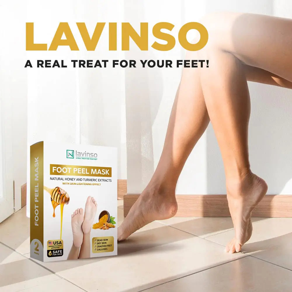 Lavinso Honey Feet Peeling Mask for Dry Cracked Feet - 4 Pack - moist beauty