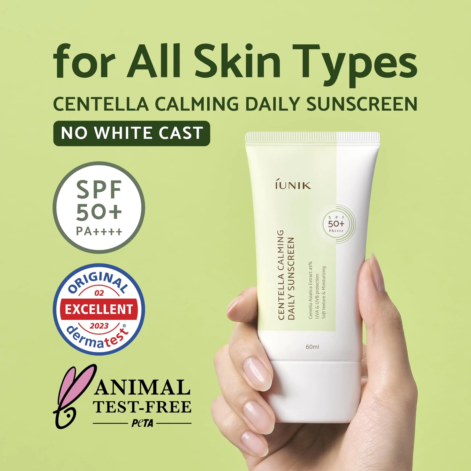 IUNIK Centella Calming Moisture Daily Sunscreen SPF 50+ - moist beauty