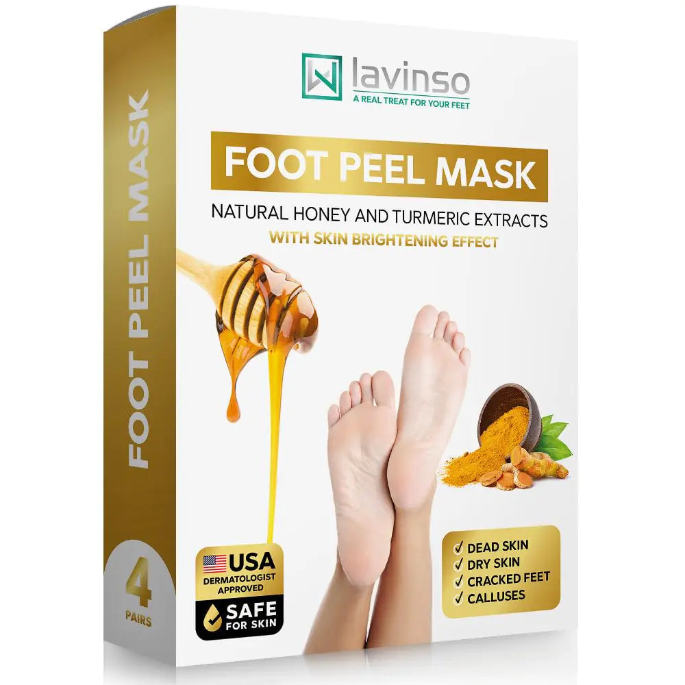 Lavinso Honey Feet Peeling Mask for Dry Cracked Feet - 4 Pack - moist beauty