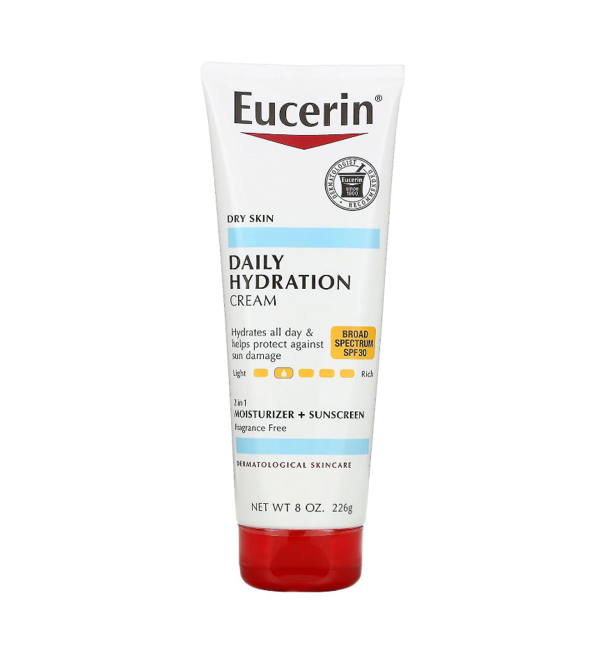 Eucerin Daily Hydration Broad Spectrum SPF 30 Sunscreen Body Cream for Dry Skin - moist beauty