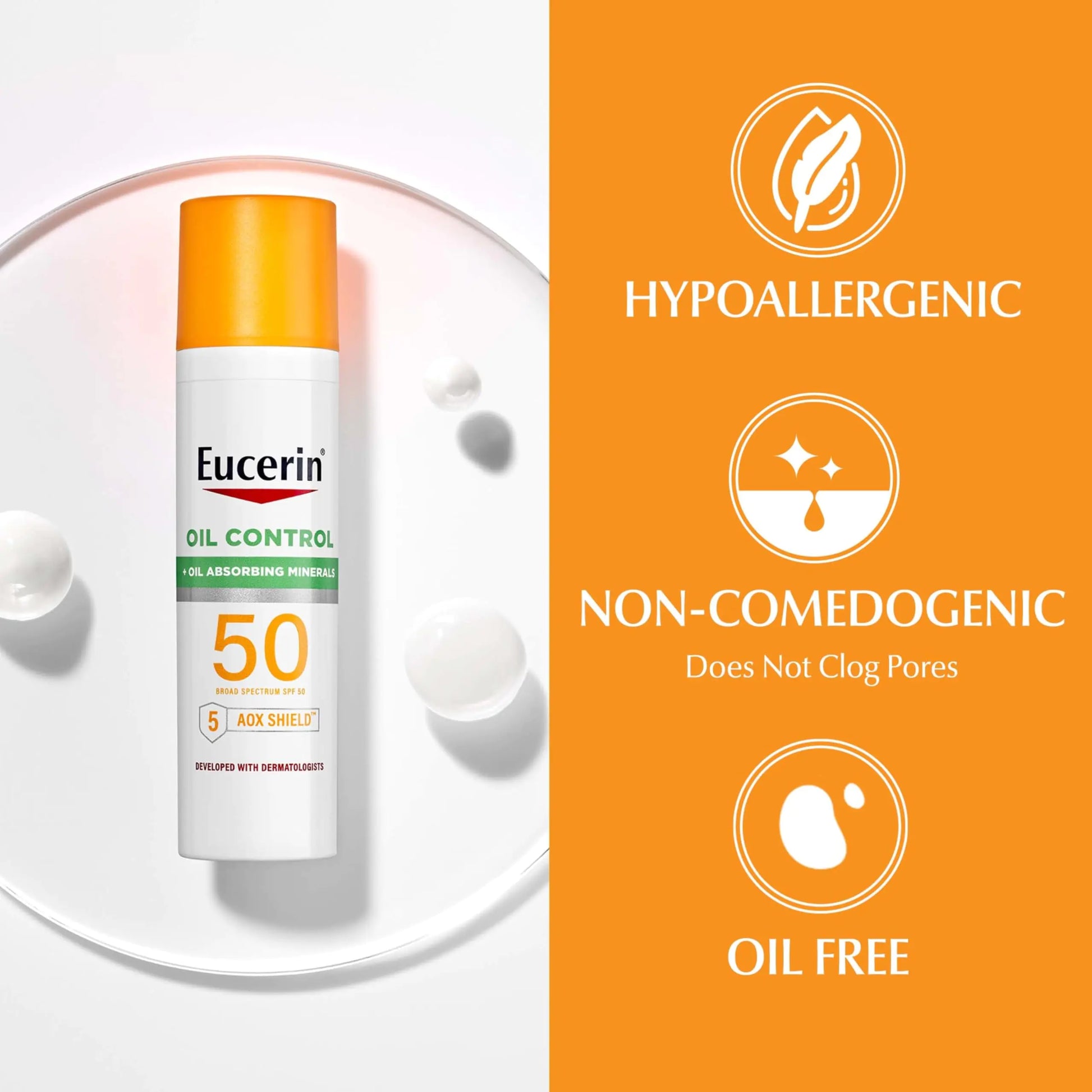 Eucerin Sun Clear Skin (Oil Control) SPF 50 Face Sunscreen Lotion, Hypoallergenic - moist beauty