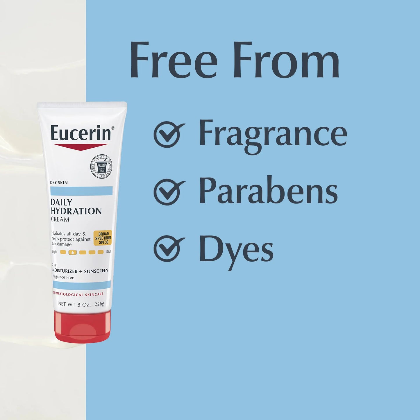 Eucerin Daily Hydration Broad Spectrum SPF 30 Sunscreen Body Cream for Dry Skin - moist beauty