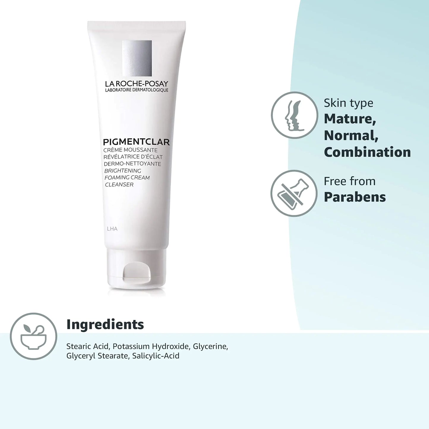 La Roche-Posay Pigmentclar Brightening Face Cleanser, Exfoliating Face Wash with LHAs - moist beauty