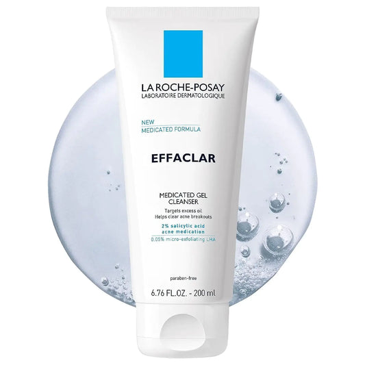 La Roche-Posay Effaclar Medicated Gel Cleanser, 2% Salicylic Acid Cleanser + LHA + Glycerin, Foaming Acne Face Wash - moist beauty