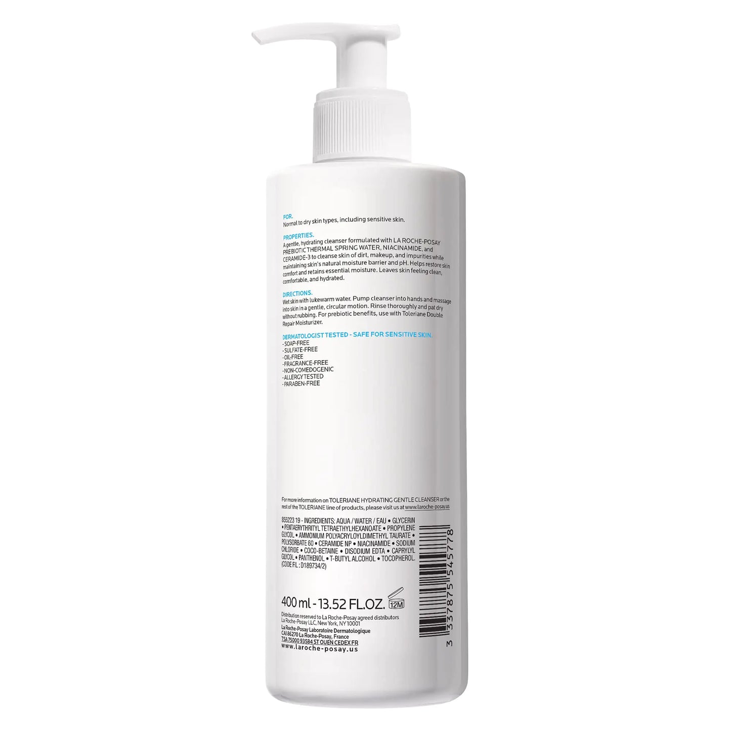 La Roche-Posay Toleriane Hydrating Gentle Face Cleanser | Hydrating Facial Cleanser With Niacinamide + Ceramides - moist beauty