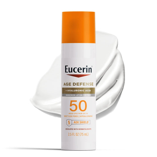 Eucerin Sun Age Defense SPF 50 Face Sunscreen Lotion, Hypoallergenic - moist beauty